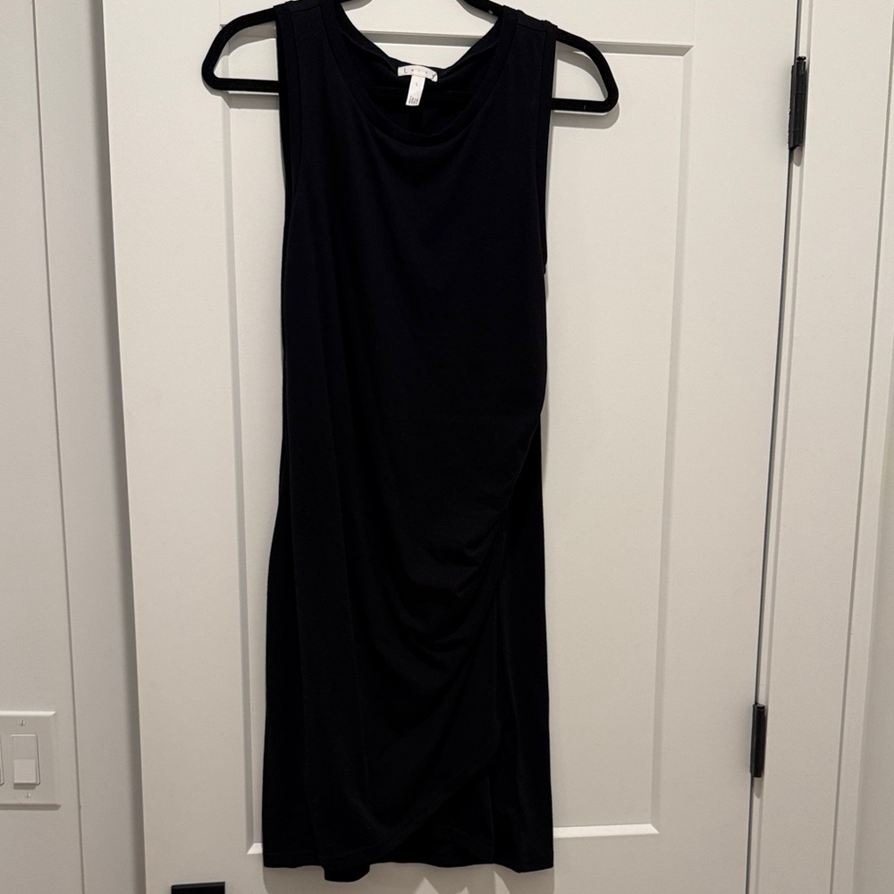 Leith ruched side sleeveless black dress L